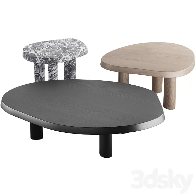 013 L Series Marble Wood Coffee Table 3D Model Free