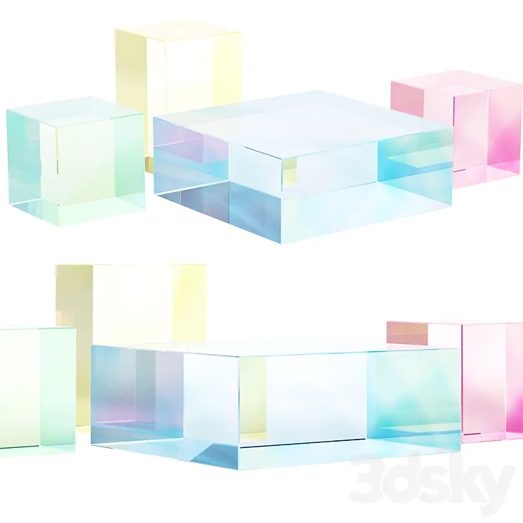 020 Multi-colored Pearl custom coffee table 03 3D Model Free