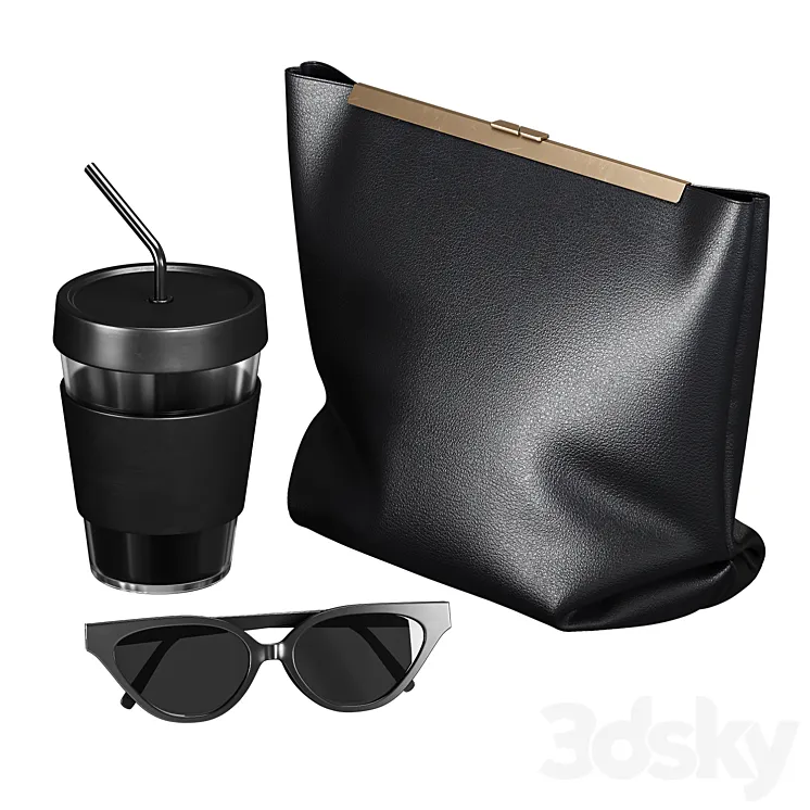 026 Decorative set AV 02 | bag sunglasses mug 3D Model Free