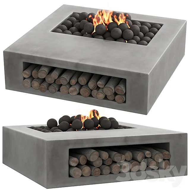 033_Concrete BBQ Light 00 3D Model