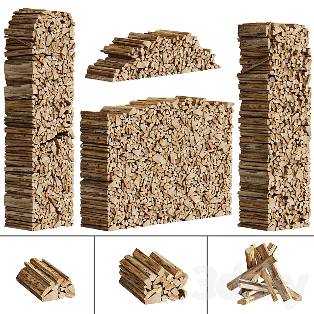 038_Firewood Logs 01 Packed Stacks 00 Free Download