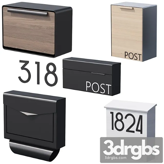 041 Modern mailboxes 01 wallmounted 00 3D Model Download