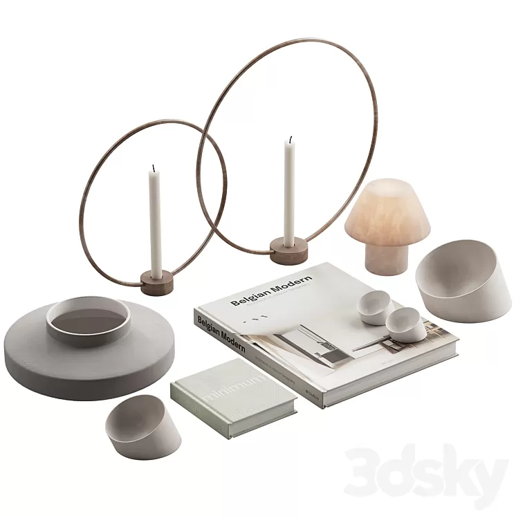 056 Living Decor Set Minimum Neutral Pack 01 3D Model