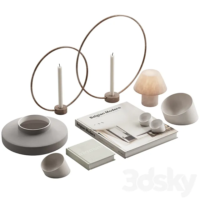 056 Living Decor Set Minimum Neutral Pack 01 3DModel