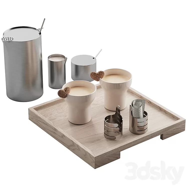 062_Kitchen decor set DISHES coffee set 01 3D Model Free