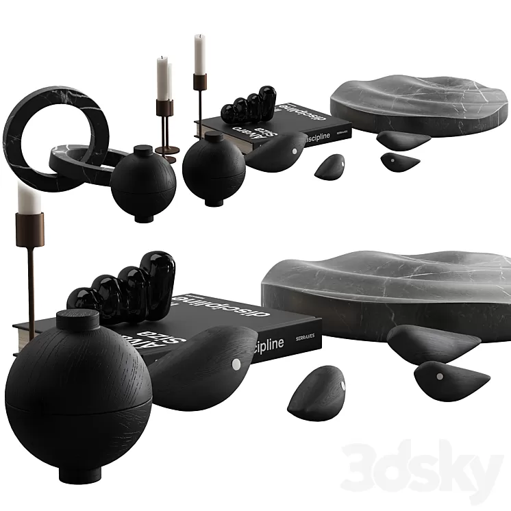 078 Living decor set DARK BIRDS 00 3D Model Free