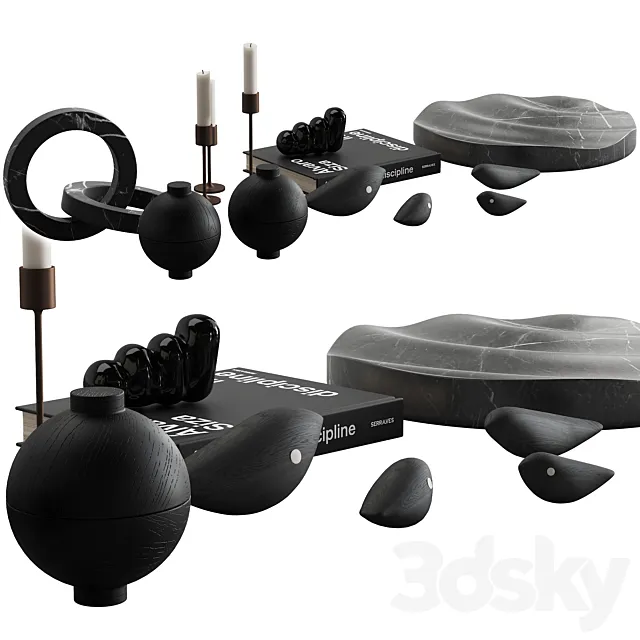 078 Living decor set DARK BIRDS 00 3DModel