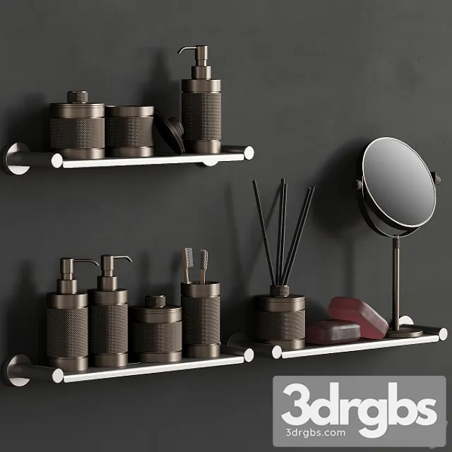 089 Bathroom Decor Set Accessories Bronze Matte 00 3D Model Free
