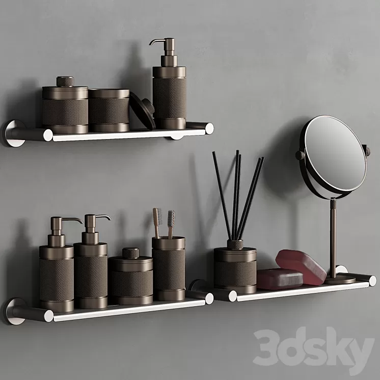 089 Bathroom decor set ACCESSORIES Bronze Matte 00 3D Model
