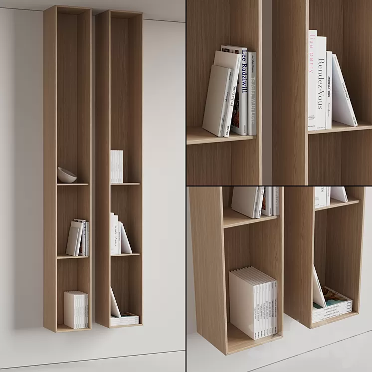 096 Wall rack shelves 03 neutral & minimal wood 01 3D Model Free