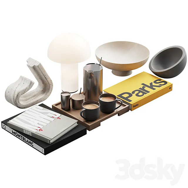 119 decorative set 032 american style neutral decor P01 3DModel