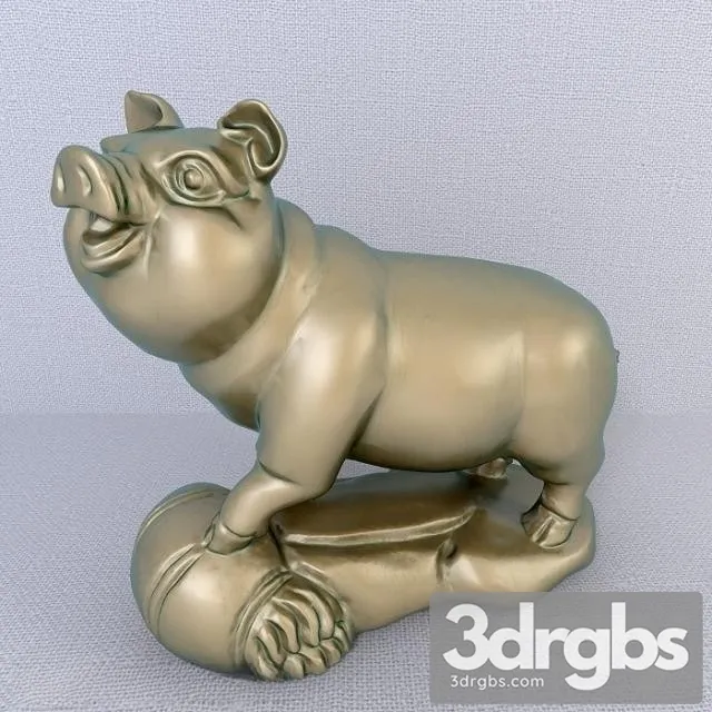 12 Bronze Zodiac Animals Pig 3D Model Free