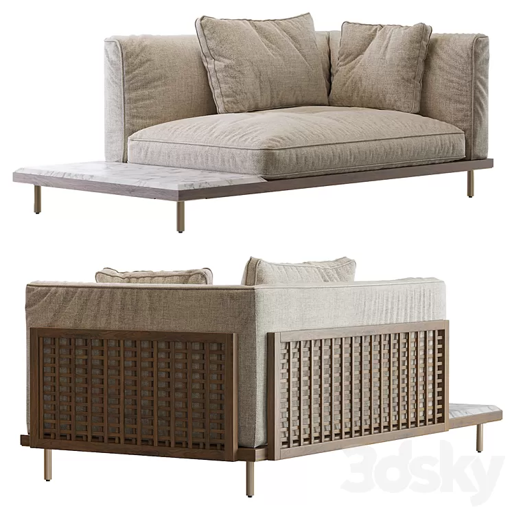 122 08R BELLE REEVE DAYBED WITH TABLE 3D Model