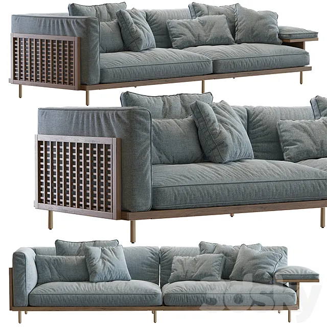 122 Belle Reeve Sofa Brass & Walnut 3DModel