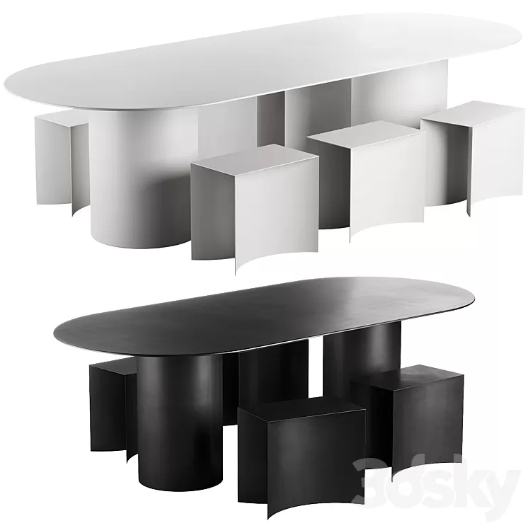 126 Desalto MM8 table with Void stool 3D Model Free