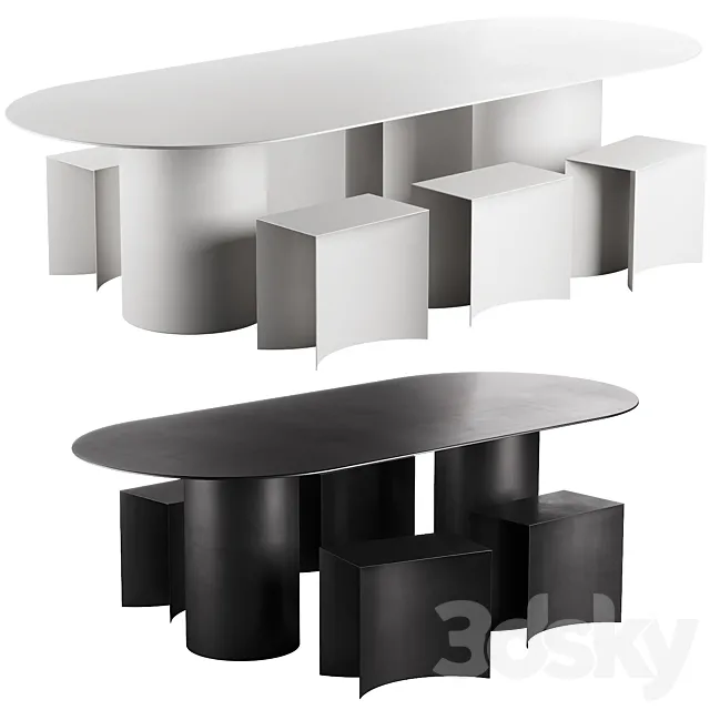 126 Desalto MM8 table with Void stool 3DModel