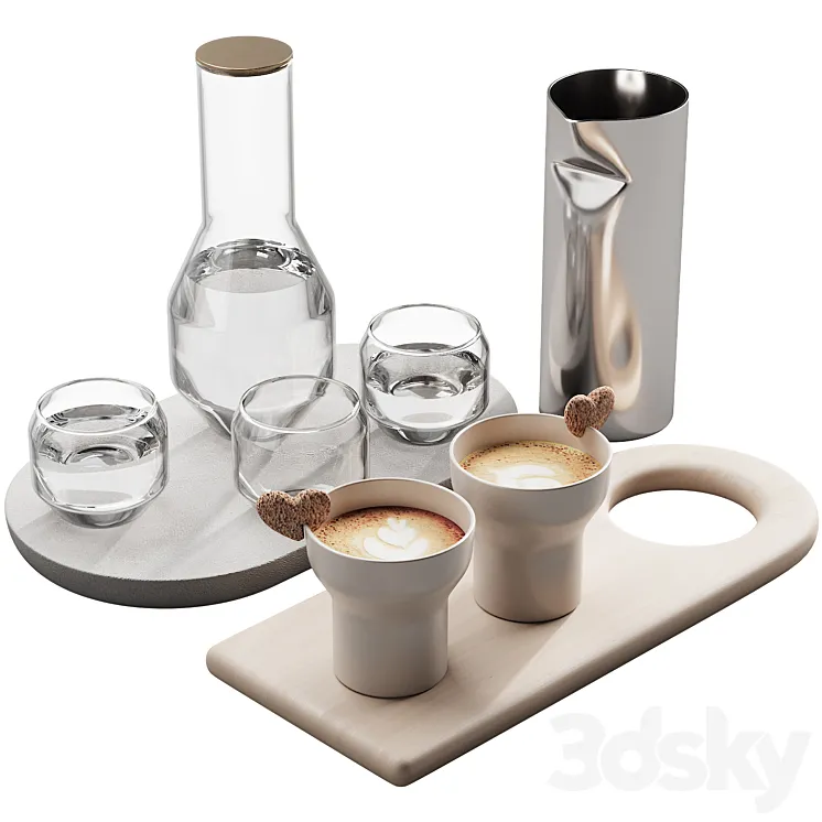 127 eat and drinks decor set 01 coffee and water kit 01 3D Model Free