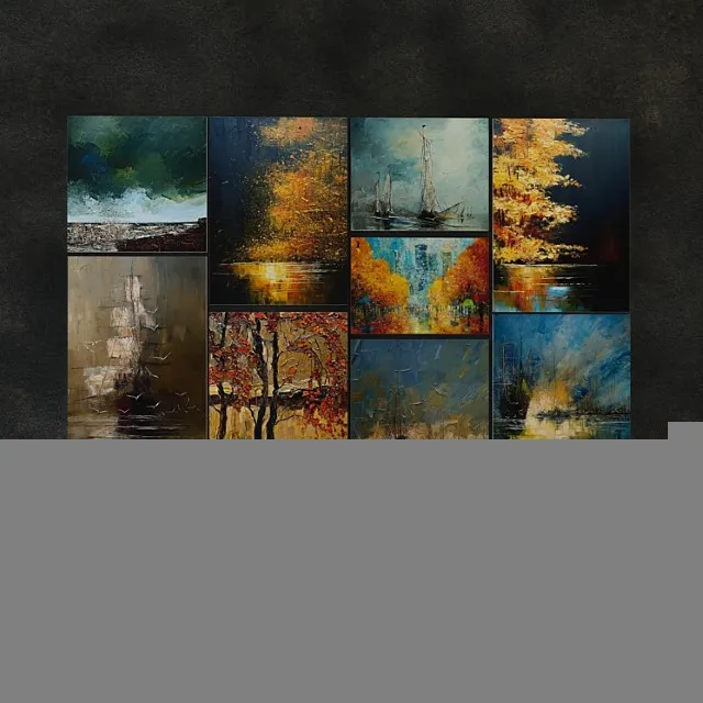 13 Large Paintings by Justin Copenia 3D Model Free