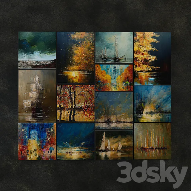 13 large paintings by Justina digging (Justyna Kopania) 3D Model