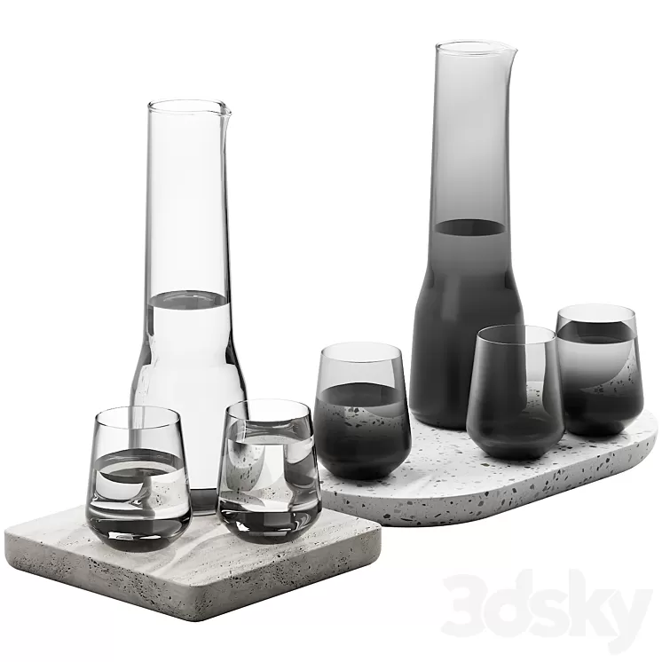 132 dishes decor set 07 iittala essence clear and smoked 3D Model Free