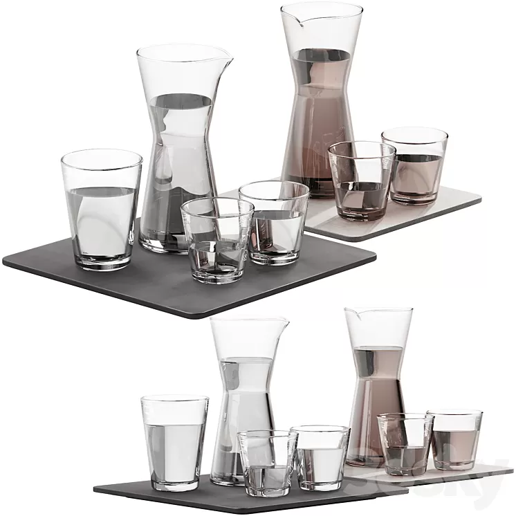 133 dishes decor set 08 iittala kartio clear and linen 3D Model Free