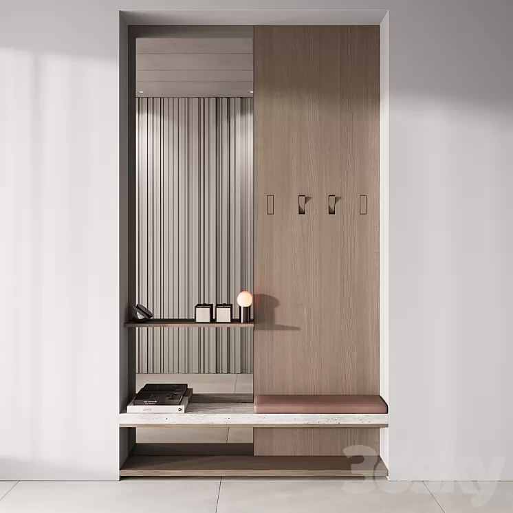 142 hallway zone 01 minimal wood japandi 01 3D Model Free