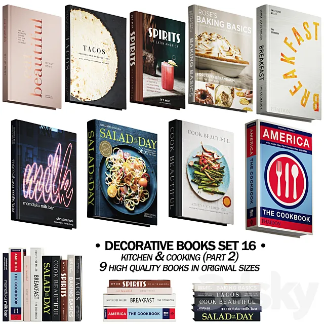 145 decorative books set 16 kitchen and cooking P02 3DModel