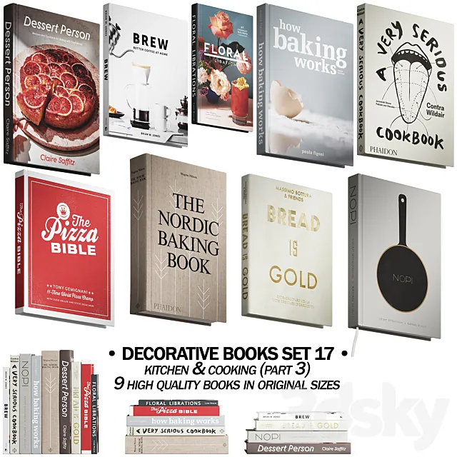 146 decorative books set 17 kitchen and cooking P03 3DModel