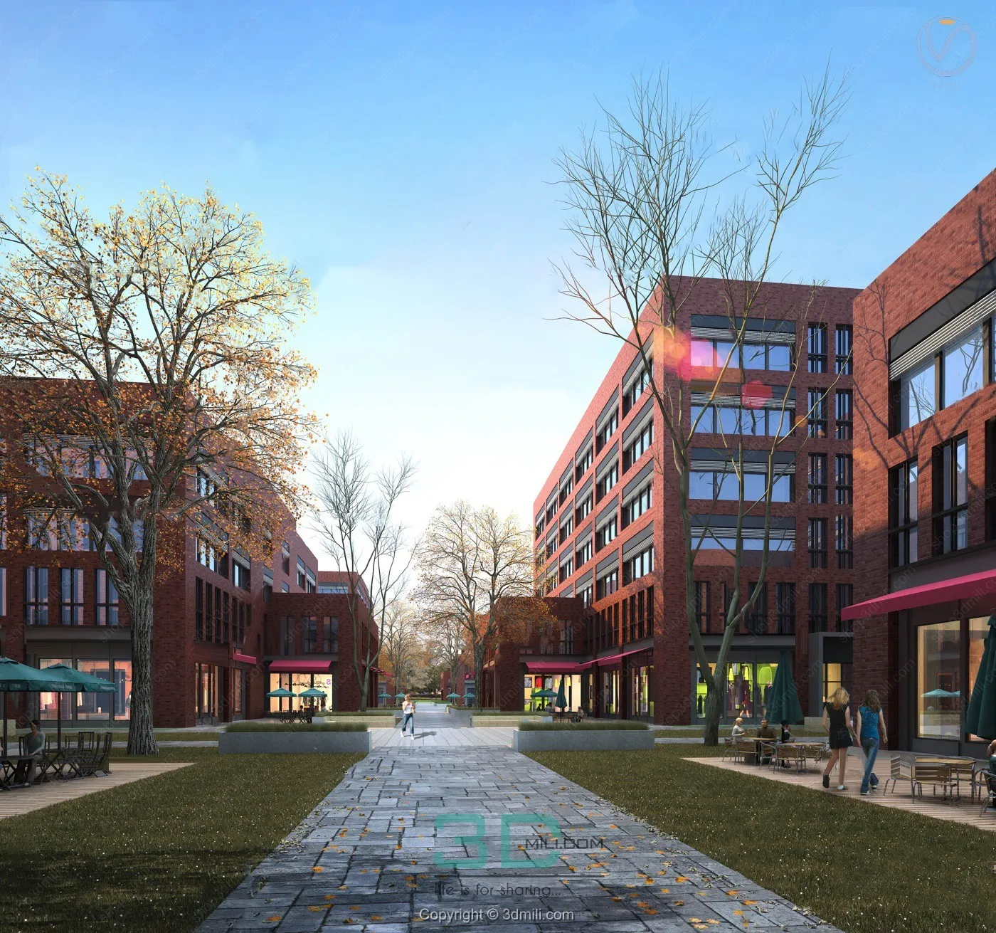 15.3d model of modern office building exterior - 11048