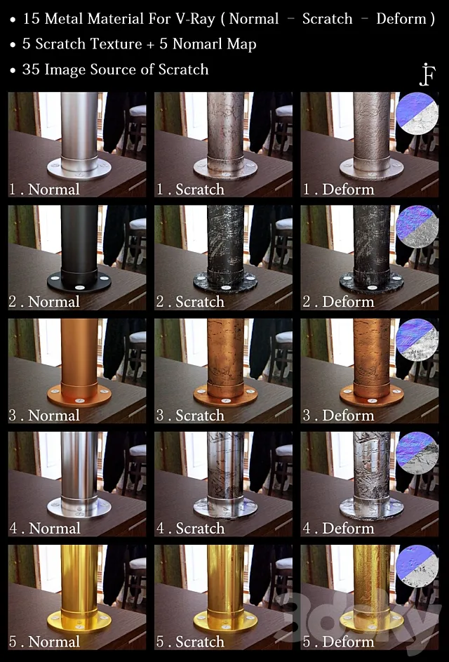 15 Metal Material For VRay 3DModel