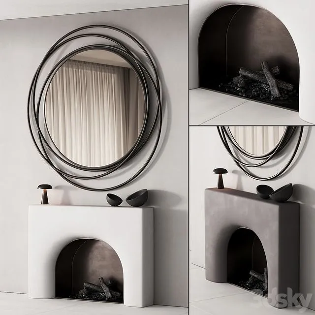 154 fireplace decorative wall kit 03 smooth soft fireplace 00 3D Model