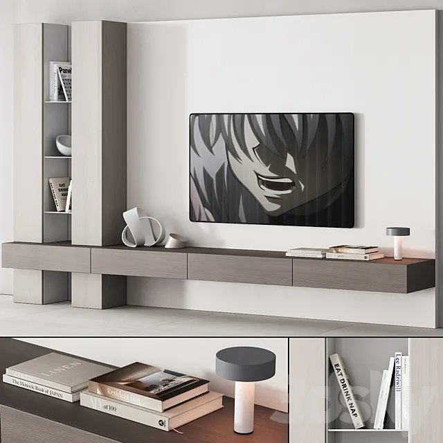 157 tv wall kit 06 neutral japandi wood 00 3DModel