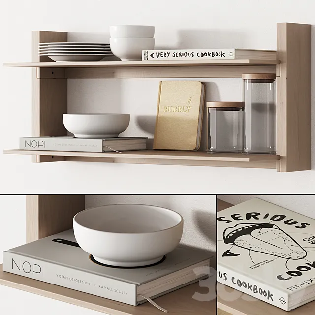 162 kitchen decor set accessories 05 dishes and books 01 3DModel