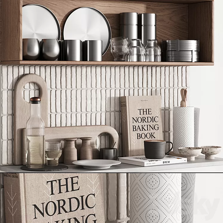 163 kitchen decor set accessories 06 scandi nordic menu 01 3D Model Free