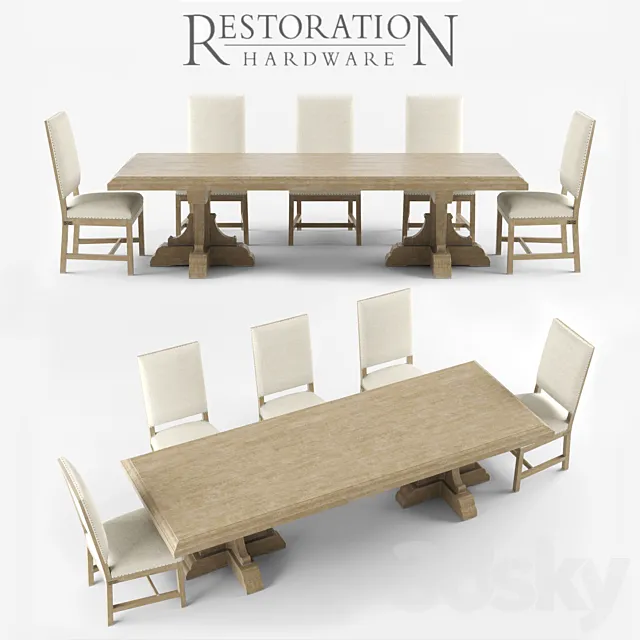 17TH C. FRENCH BASTIDE OAK RECTANGULAR DINING TABLE 3D Model