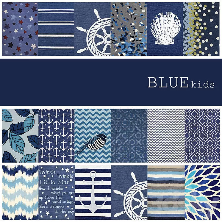 18 kids carpets colour BLUE 3D Model