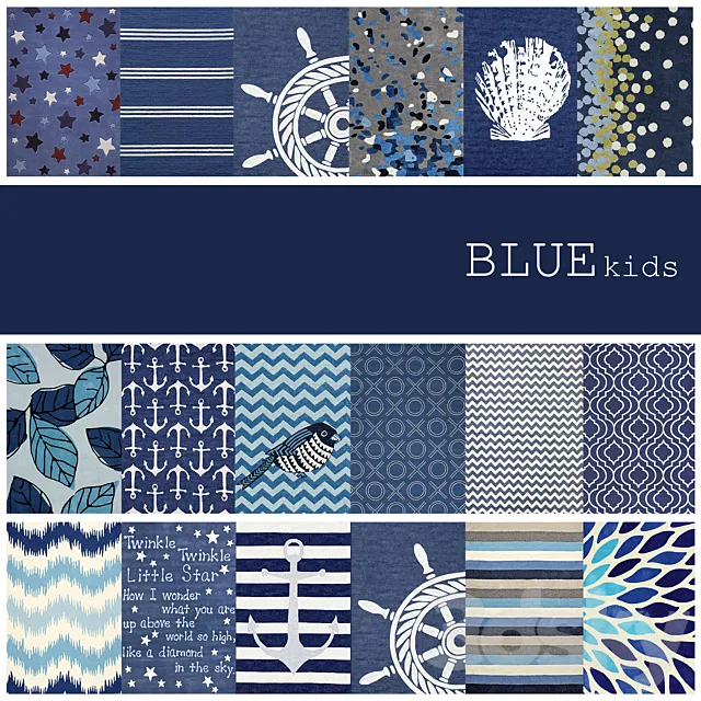 18 kids carpets colour BLUE 3DModel