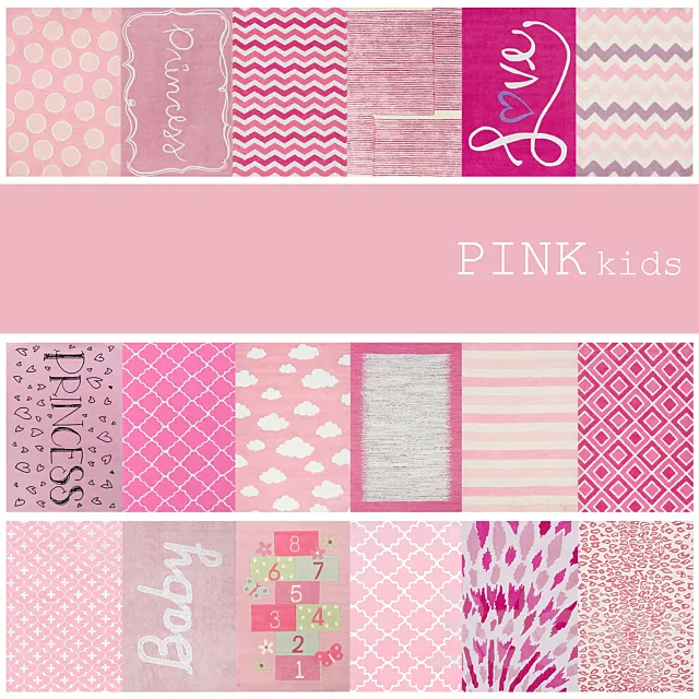 18 kids carpets colour PINK 3DModel