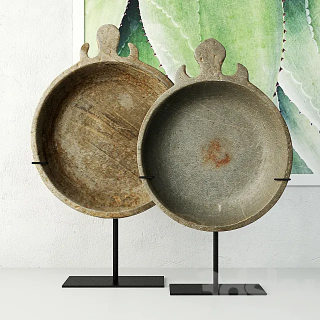 18th-19th Century Indian Stone Trays 3D Model