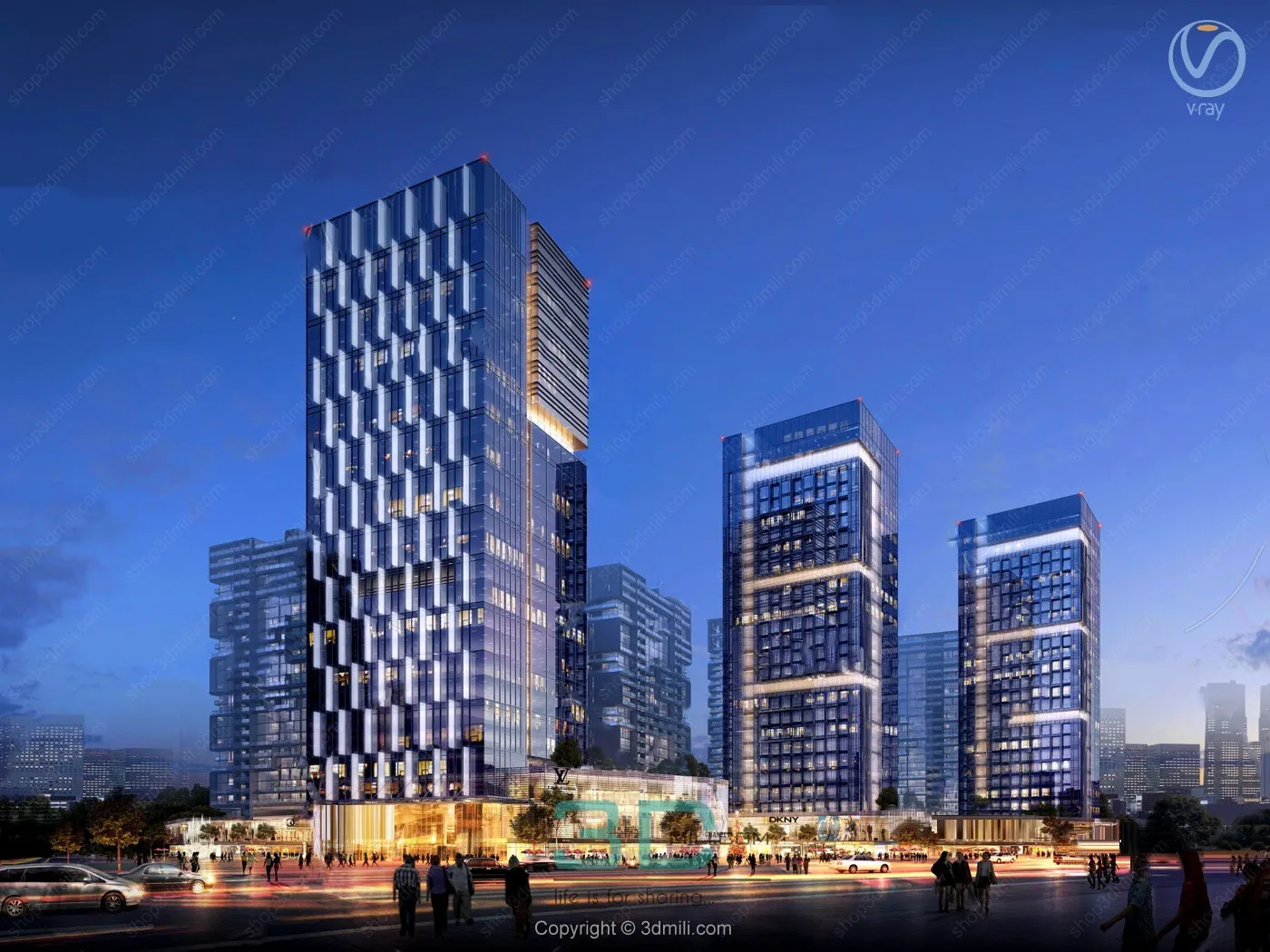 19.Modern commercial office building exterior 3d model - 11052