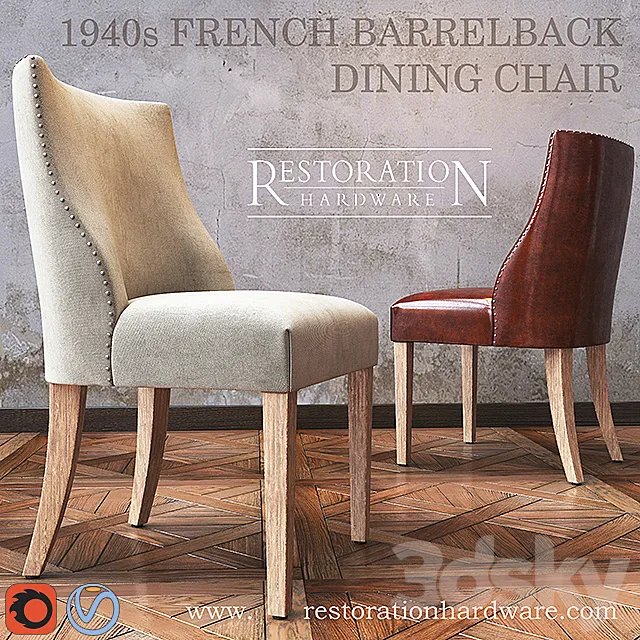 1940s French Barrelback dining chair Free Download