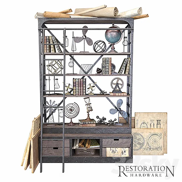 1950S DUTCH SHIPYARD TRIPLE SHELVING 3DModel