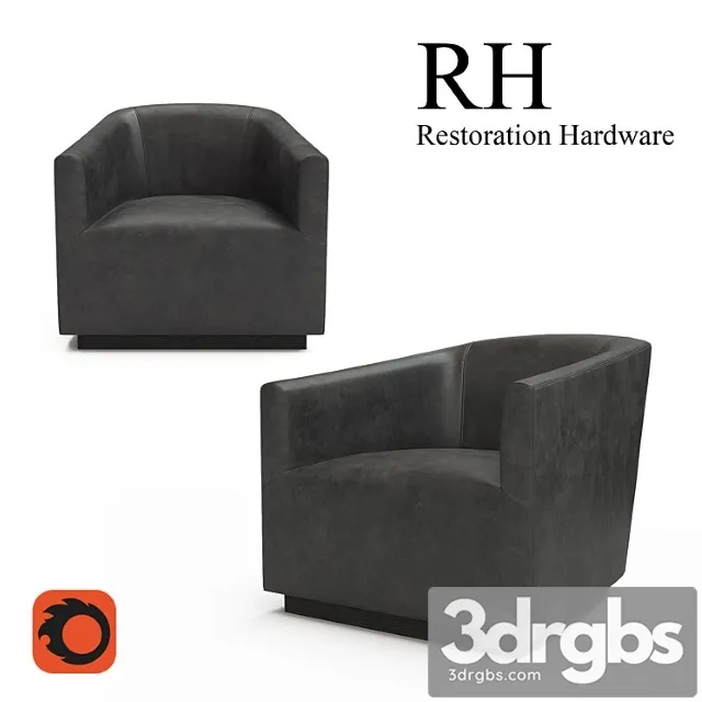 1950s italian shelter arm leather chair 3D Model Free