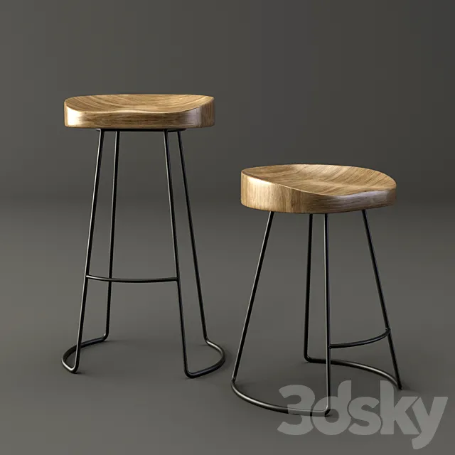 1950s Tractor Bar & Dining Stool 3DModel