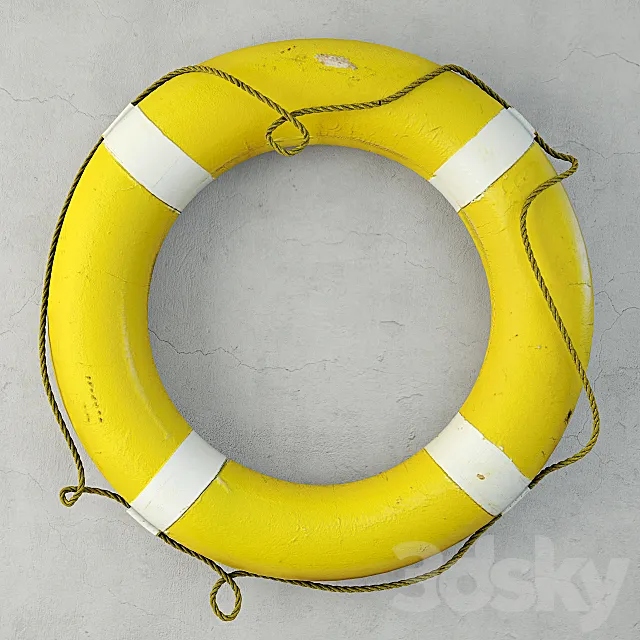 1950s Yellow & White Life Preserver 3D Model