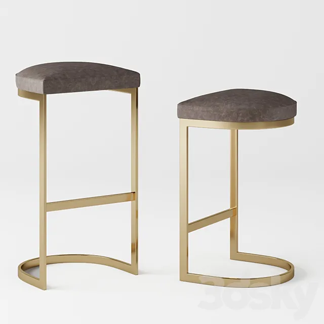 1960S Rome Backless Stool 3D Model