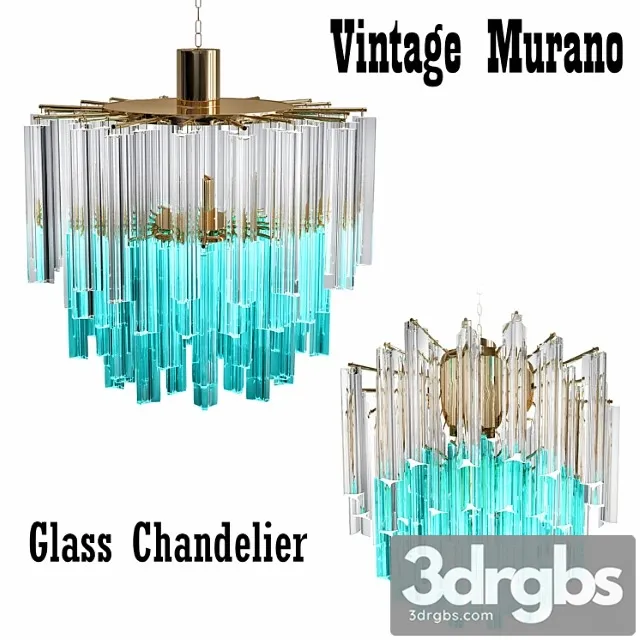1960s vintage murano glass chandelier turquoise glass 3D Model Free