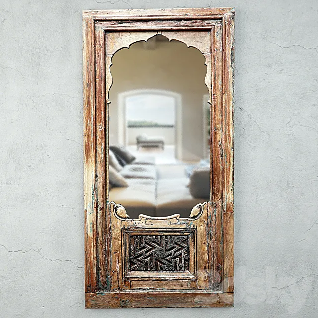 19th-C Carved Jharokha Mirror 3D Model