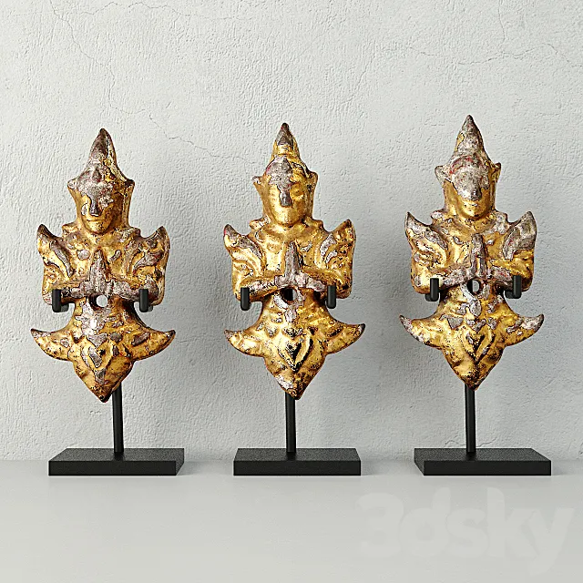 19th-C. Thai Gilded Angels 3DModel