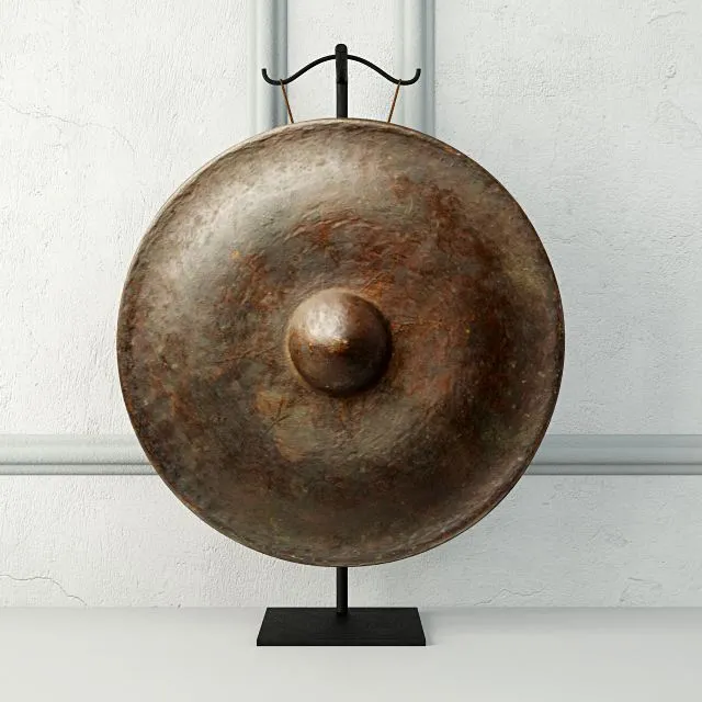 19th Century Laos Bronze Gong 3D Model